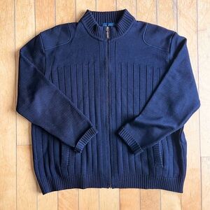 Saint James Wool Model Calypso Dark Navy Blue Zip-Up Sweater Size XL